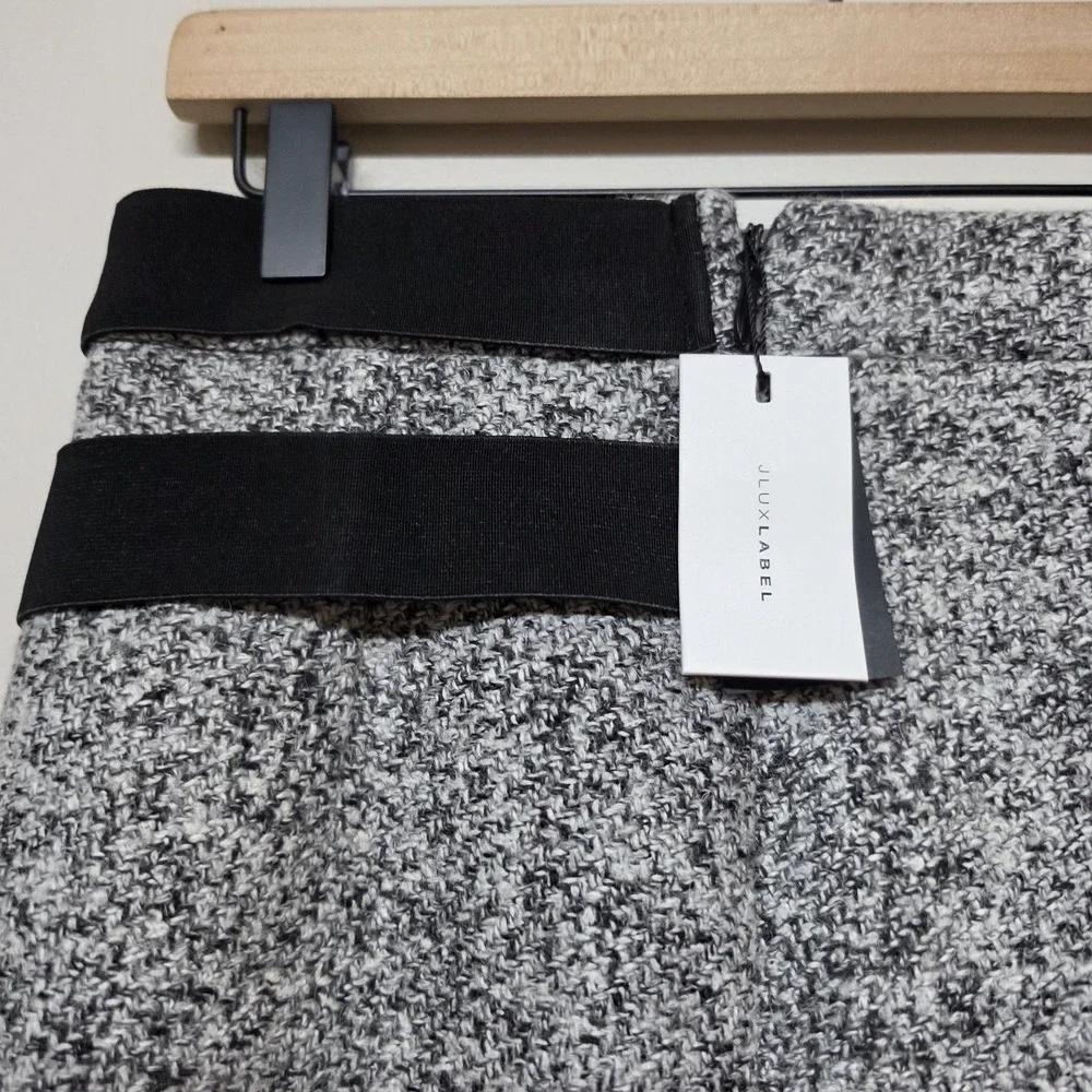 JLUXLABEL Womens Gisele Light Gray Tweed‎ Slit Skirt Sz S NWT